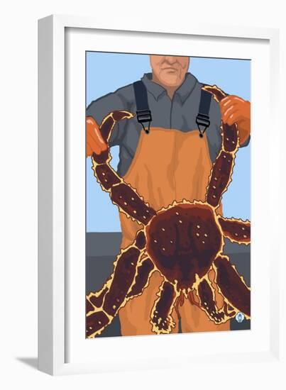 King Crab Fisherman-Lantern Press-Framed Art Print