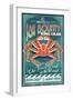 King Crab - Vintage Sign-Lantern Press-Framed Art Print