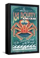 King Crab - Vintage Sign-Lantern Press-Framed Stretched Canvas