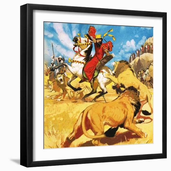 King Darius of Persia Hunting Lions-Mcbride-Framed Giclee Print