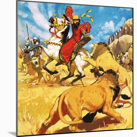 King Darius of Persia Hunting Lions-Mcbride-Mounted Giclee Print