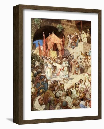 King David bringing the ark into Jerusalem - Bible-William Brassey Hole-Framed Giclee Print