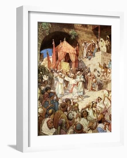 King David bringing the ark into Jerusalem - Bible-William Brassey Hole-Framed Giclee Print