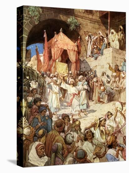 King David bringing the ark into Jerusalem - Bible-William Brassey Hole-Stretched Canvas