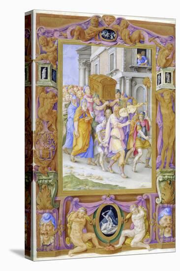 King David Dancing before the Ark of the Covenant, by Clovio, Giulio, C.1540 (Gouache on Parchment)-Giorgio-giulio Clovio-Stretched Canvas