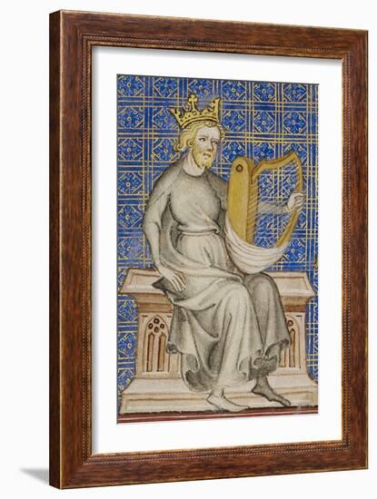 King David from the Bible Historiale, c.1360-70-French School-Framed Giclee Print