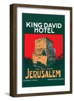 King David Hotel Luggage Label-null-Framed Art Print