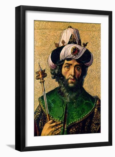 King David of Israel (C. 1040-970 BC), 1490. Detail of high altar.-PEDRO BERRUGUETE-Framed Premium Giclee Print