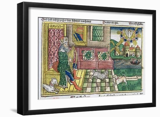King David playing the lyre-Unknown-Framed Giclee Print