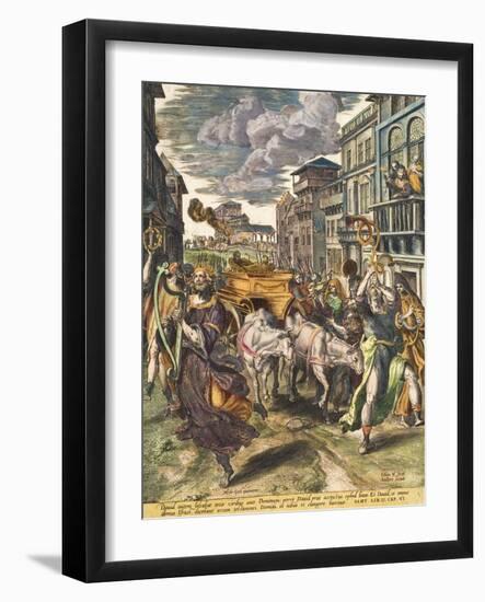 King David with the Ark of the Covenant, 1582-83-Johan Wierix-Framed Giclee Print