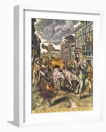 King David with the Ark of the Covenant, 1582-83-Johan Wierix-Framed Giclee Print