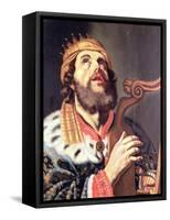 King David-Gerrit van Honthorst-Framed Stretched Canvas