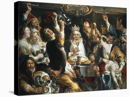 King Drinks, 1640-Jacob Jordaens-Stretched Canvas