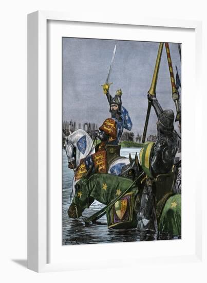 King Edward Iii of England Leading the English Army across the Somme in France-null-Framed Giclee Print