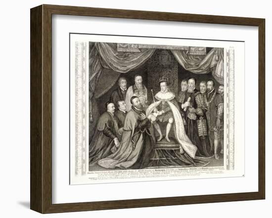 King Edward VI Signing a Charter, 1552-George Vertue-Framed Giclee Print