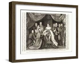 King Edward VI Signing a Charter, 1552-George Vertue-Framed Giclee Print