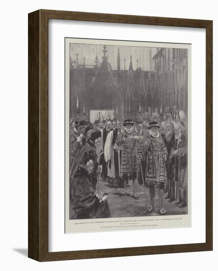 King Edward Vii's First Distribution of Maundy Money at Westminster Abbey on Maundy Thursday-Thomas Walter Wilson-Framed Giclee Print