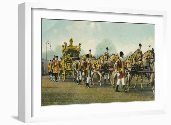 King Edward VII's State Coach Used for Opening of Parliament, 1910-null-Framed Giclee Print