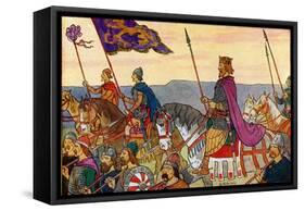 King Edwin with His Troops-George Morrow-Framed Stretched Canvas