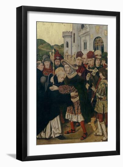 King Ferdinand I of Castile Welcomed Saint Dominic of Silos, 1478-1480-Bartolomé Bermejo-Framed Giclee Print