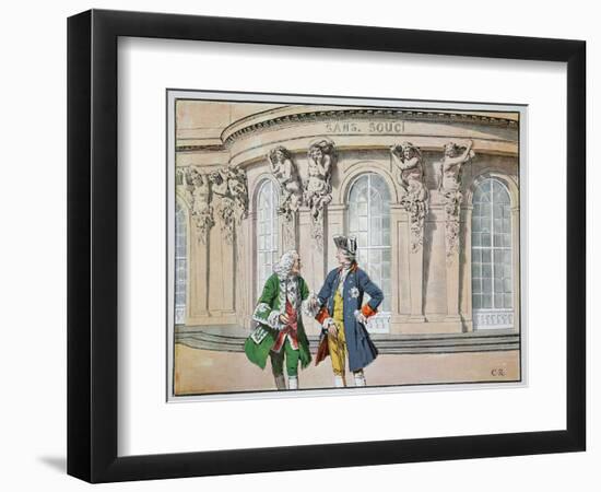 King Frederick and Voltaire (Colour Litho)-Richard Knoetel-Framed Giclee Print