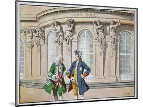 King Frederick and Voltaire (Colour Litho)-Richard Knoetel-Mounted Giclee Print