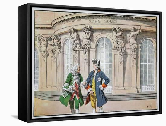 King Frederick and Voltaire (Colour Litho)-Richard Knoetel-Framed Stretched Canvas