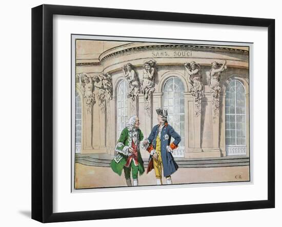 King Frederick and Voltaire (Colour Litho)-Richard Knoetel-Framed Giclee Print