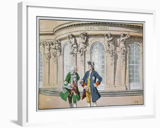 King Frederick and Voltaire (Colour Litho)-Richard Knoetel-Framed Giclee Print