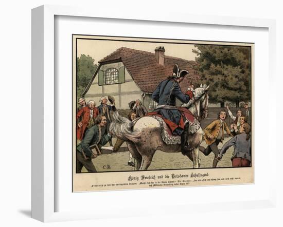 King Frederick the Great and the Schoolchildren of Potsdam-Carl Rochling-Framed Giclee Print