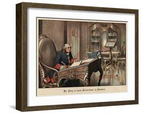 King Frederick the Great of Prussia in His Study at Sanssouci-Richard Knoetel-Framed Giclee Print