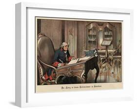 King Frederick the Great of Prussia in His Study at Sanssouci-Richard Knoetel-Framed Giclee Print