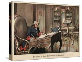 King Frederick the Great of Prussia in His Study at Sanssouci-Richard Knoetel-Stretched Canvas