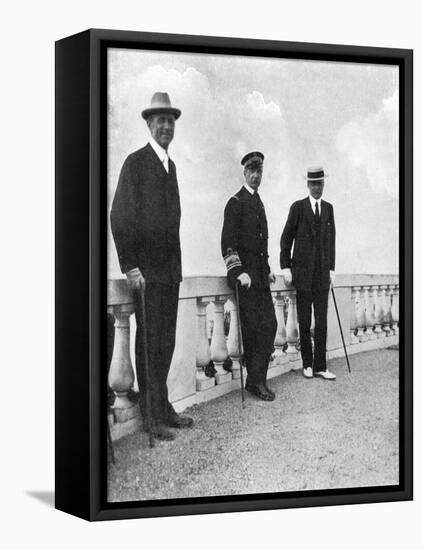 King George I of Greece with Commodore Keppel and Lord Howe, Corfu, Greece, 1908-null-Framed Stretched Canvas