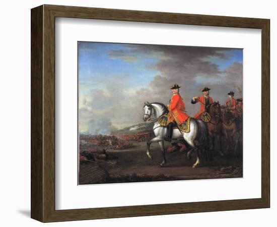 King George II (1683-1760) at the Battle of Dettingen, with the Duke of Cumberland and Robert,…-John Wootton-Framed Giclee Print