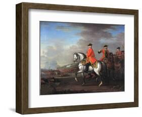 King George II (1683-1760) at the Battle of Dettingen, with the Duke of Cumberland and Robert,…-John Wootton-Framed Giclee Print