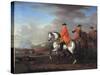 King George II (1683-1760) at the Battle of Dettingen, with the Duke of Cumberland and Robert,…-John Wootton-Stretched Canvas