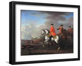 King George II (1683-1760) at the Battle of Dettingen, with the Duke of Cumberland and Robert,…-John Wootton-Framed Giclee Print