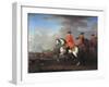 King George II (1683-1760) at the Battle of Dettingen, with the Duke of Cumberland and Robert,…-John Wootton-Framed Giclee Print