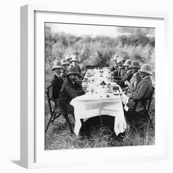 King George V (1865-193) Having Lunch after Tiger Hunting in Nepal, 1911-null-Framed Giclee Print