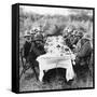 King George V (1865-193) Having Lunch after Tiger Hunting in Nepal, 1911-null-Framed Stretched Canvas