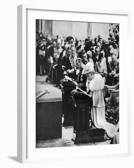 King George V and Queen Mary in St Paul's Cathedral, Silver Jubilee Thanksgiving Service, 1935-null-Framed Giclee Print