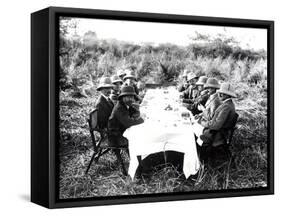 King George V Having Lunch in the Chitwan Valley During a Tiger Shoot, 1911-English Photographer-Framed Stretched Canvas