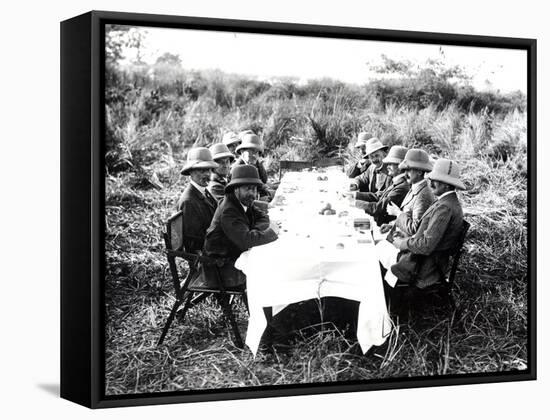 King George V Having Lunch in the Chitwan Valley During a Tiger Shoot, 1911-English Photographer-Framed Stretched Canvas