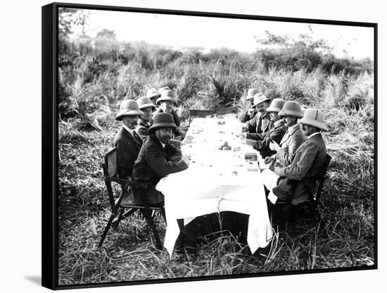 King George V Having Lunch in the Chitwan Valley During a Tiger Shoot, 1911-English Photographer-Framed Stretched Canvas
