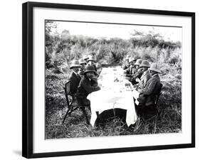 King George V Having Lunch in the Chitwan Valley During a Tiger Shoot, 1911-English Photographer-Framed Photographic Print