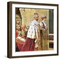 King George V in Procession with Queen Mary During the 1911 Durbar-Fortunino Matania-Framed Giclee Print