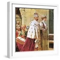 King George V in Procession with Queen Mary During the 1911 Durbar-Fortunino Matania-Framed Giclee Print