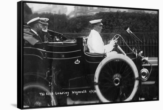King George V Leaving Weymouth, Dorset, by Car, 11th March 1912-null-Framed Stretched Canvas