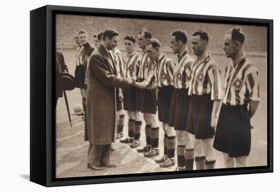 King George Vi and Queen Elizabeth Attend the Association Football Cup Final, 1937-null-Framed Stretched Canvas